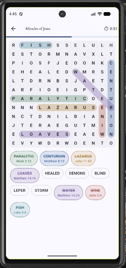 Word search titled Miracles of Jesus
